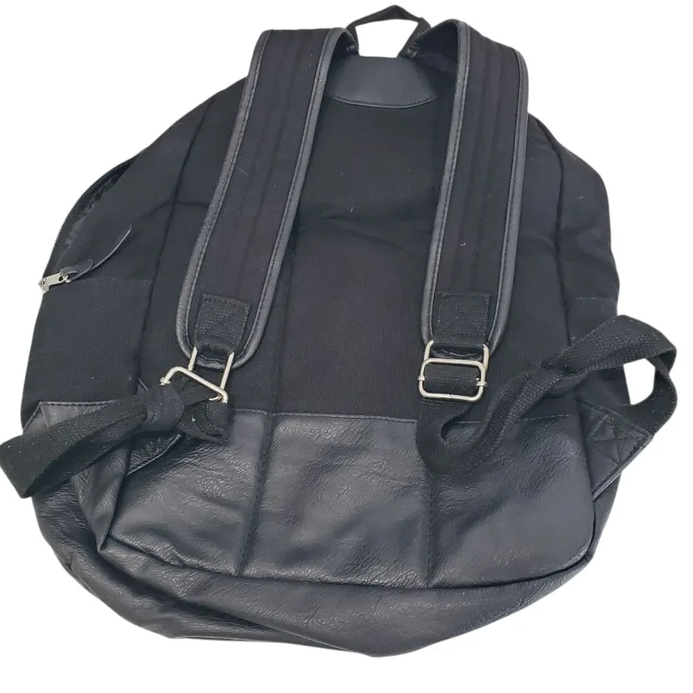 Black and Grey Fun Backpack with Decor, Approx. 17 x 12 x 6